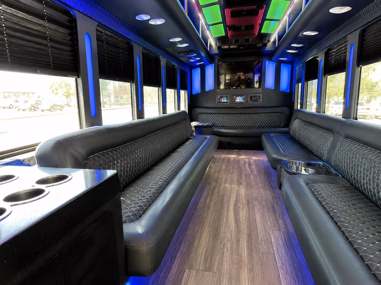 millcreek 15 passenger party bus inside